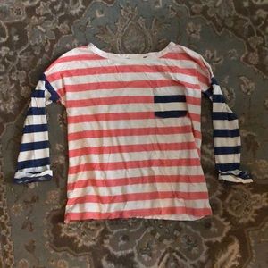 Madewell striped 3/4 sleeve boxy tee